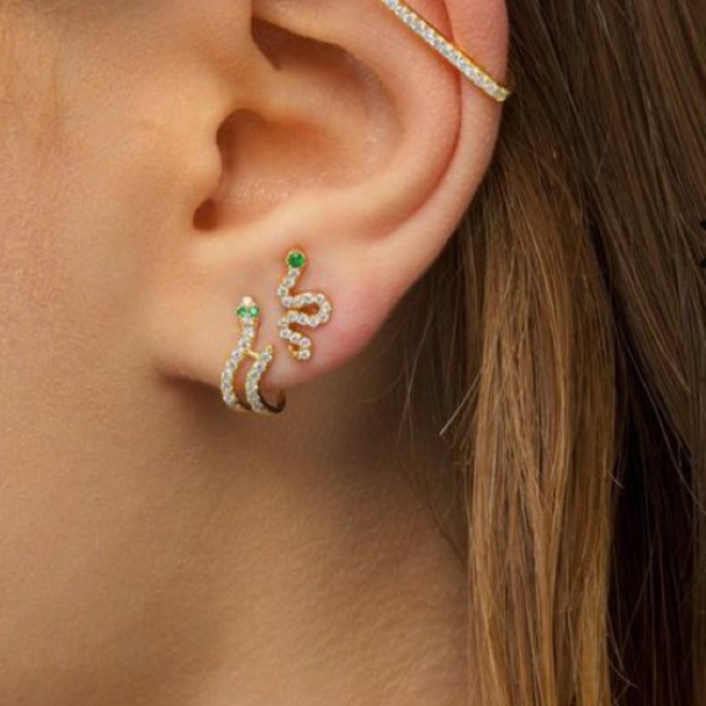 gold snake ear climbers ear crawlers ear cuff - Picture 6 of 6